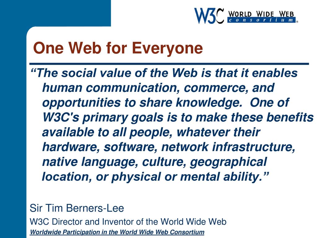 W3C One Web for Everyone